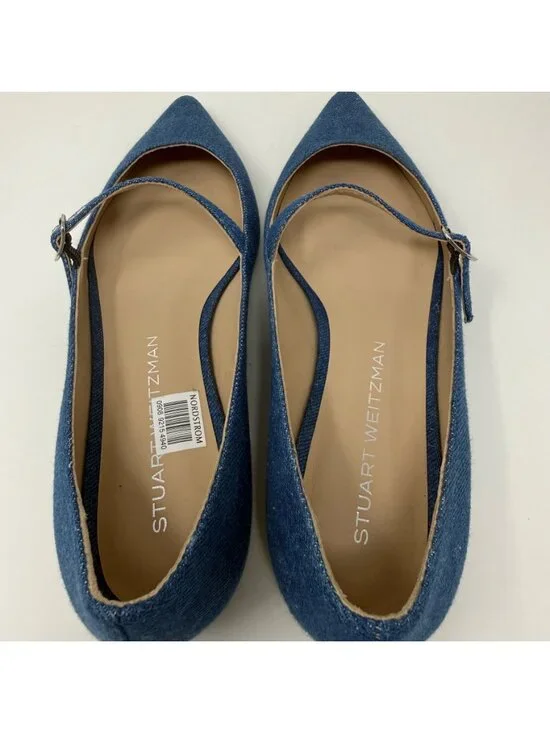New Stuart Weitzman Emilia Mary Jane Ballerina Flats Denim Sz 8 - Picture 13 of 14